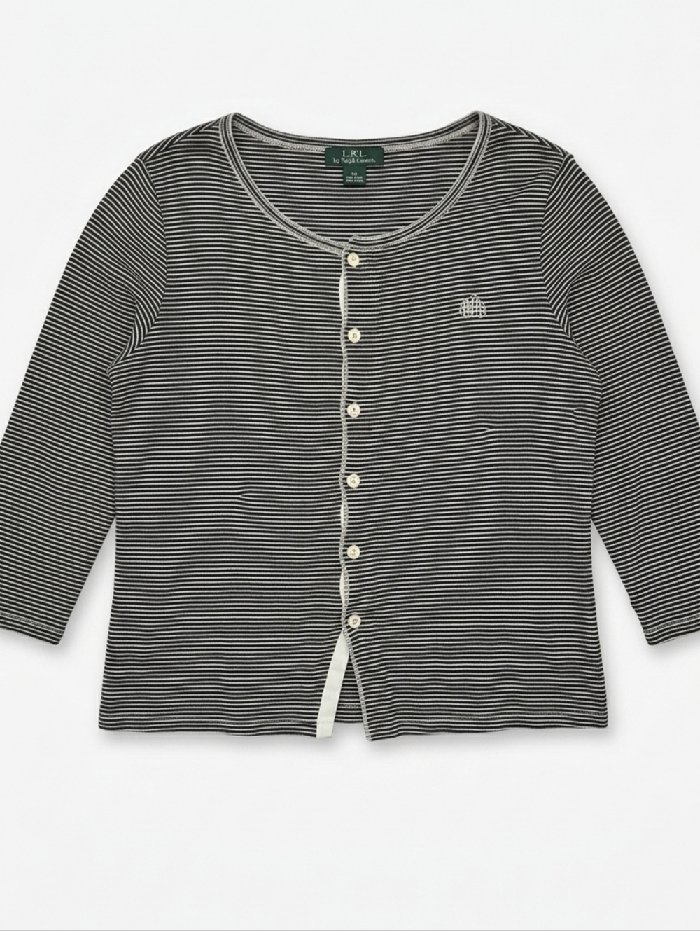 Lauren Ralph Lauren Striped Button-Front Ribbed Cardigan